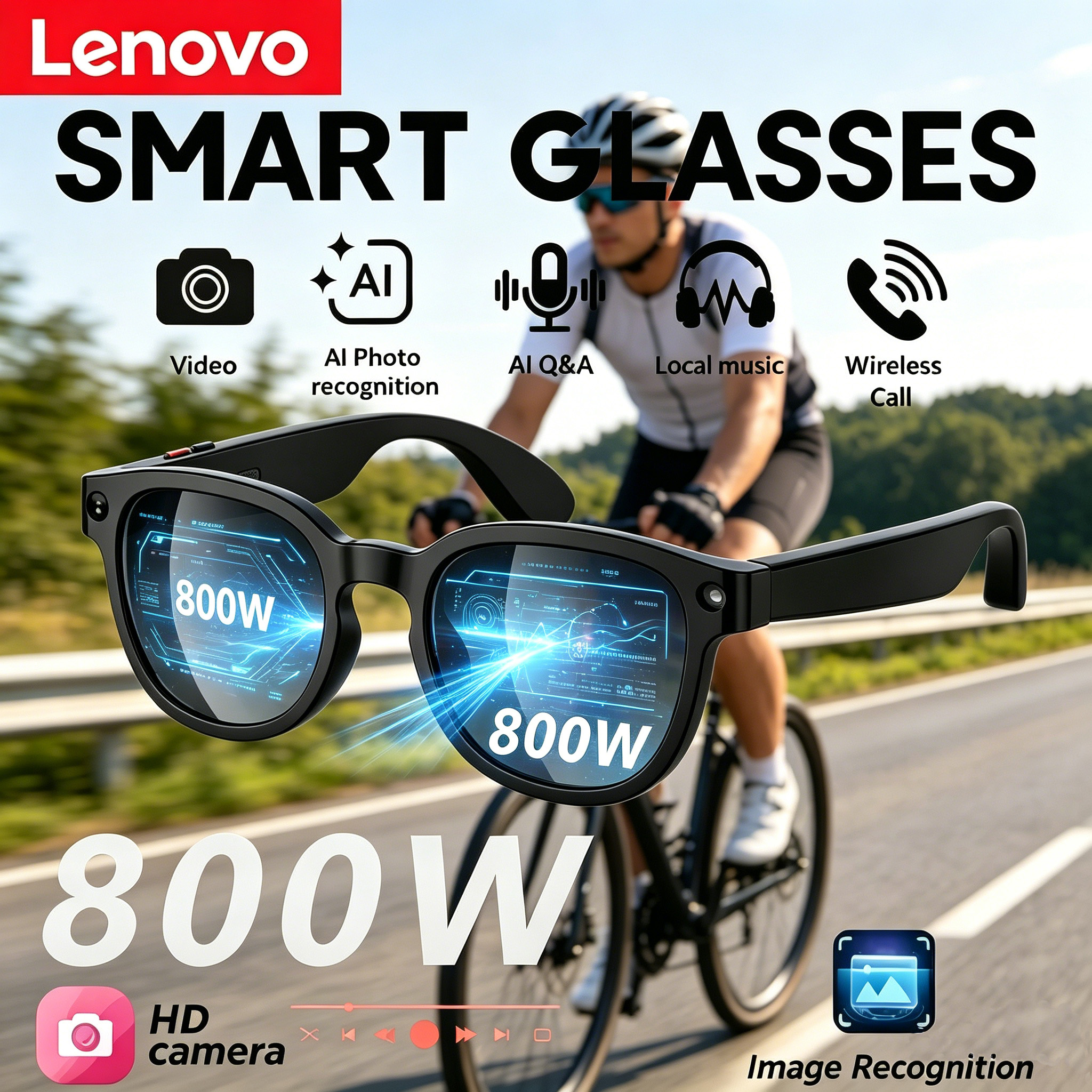 Photography With Ai - Lenovo 8MP HD Smart AI Glasses