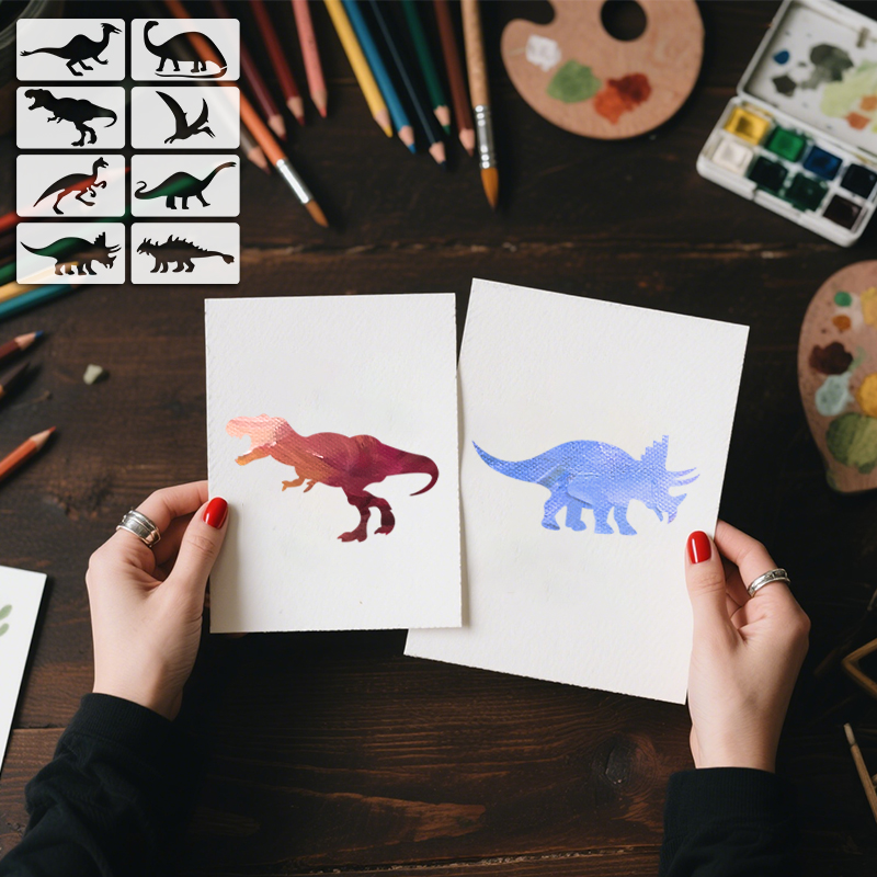 Photography Model - YOMDID 8pcs Dinosaur Drawing Template Reusable
