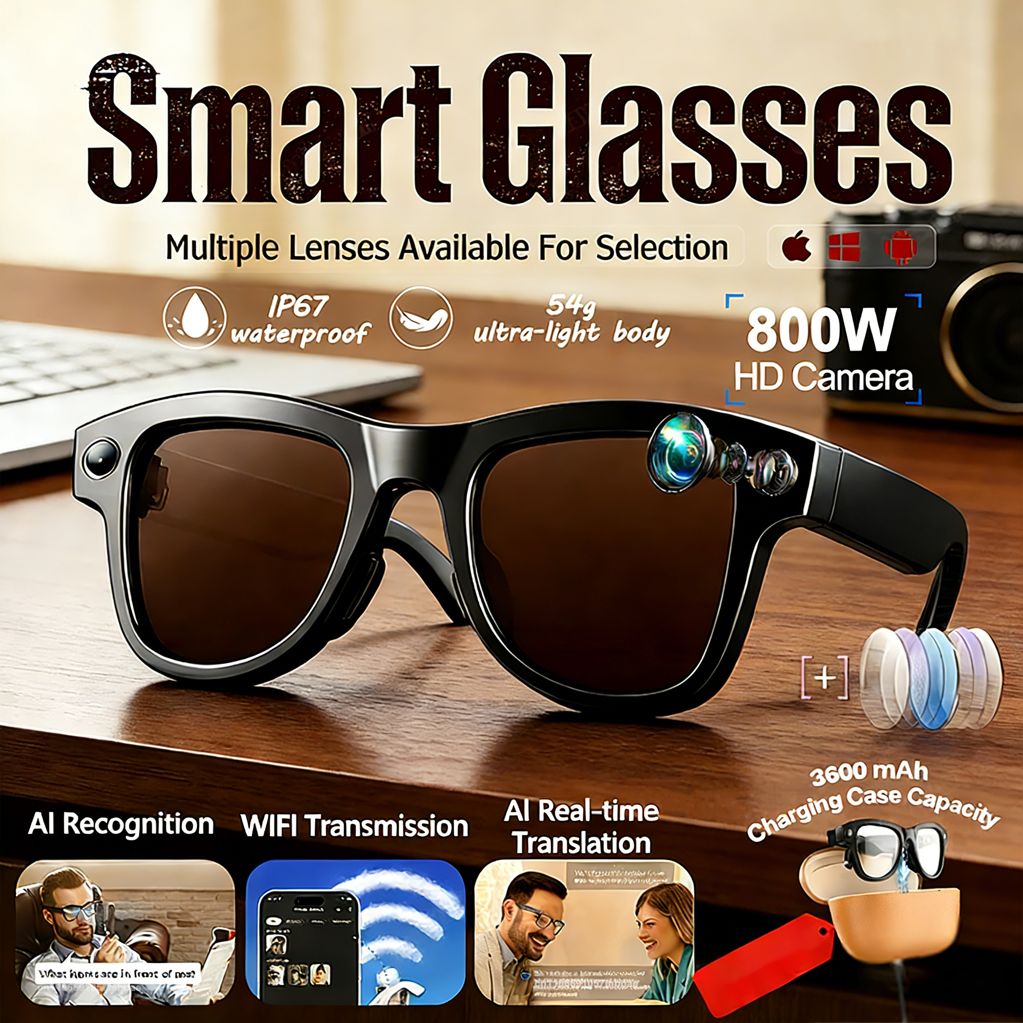Photography With Ai - 4K HD Upgrade Smart Glasses With