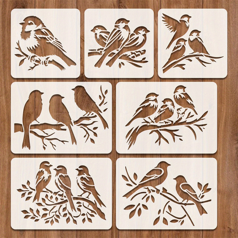 7pc Bird Stencil Set PET Craft - Photography Model avaliação e preço