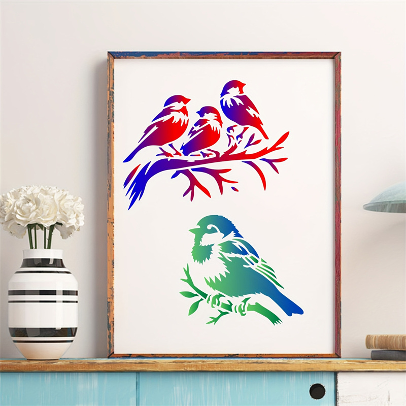 7pc Bird Stencil Set PET Craft - Photography Model avaliação e preço