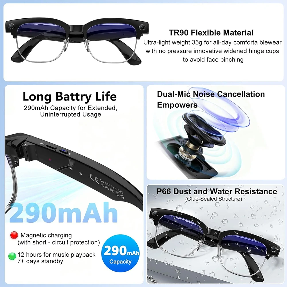 4K Smart AI Glasses 8MP Camera - Photography With Ai avaliação e preço
