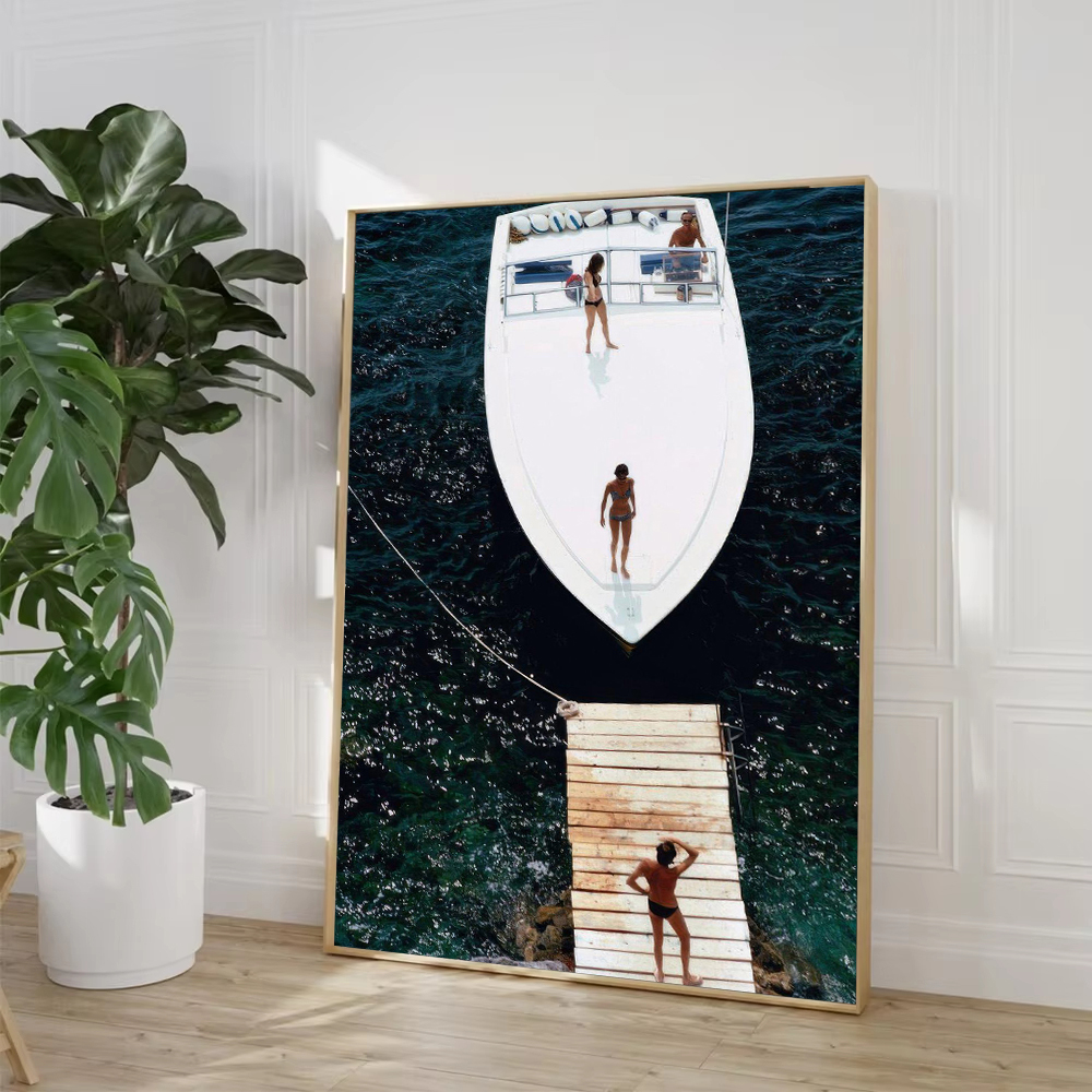 Slim Aarons Speedboat Landing  - Photography Vintage avaliação e preço