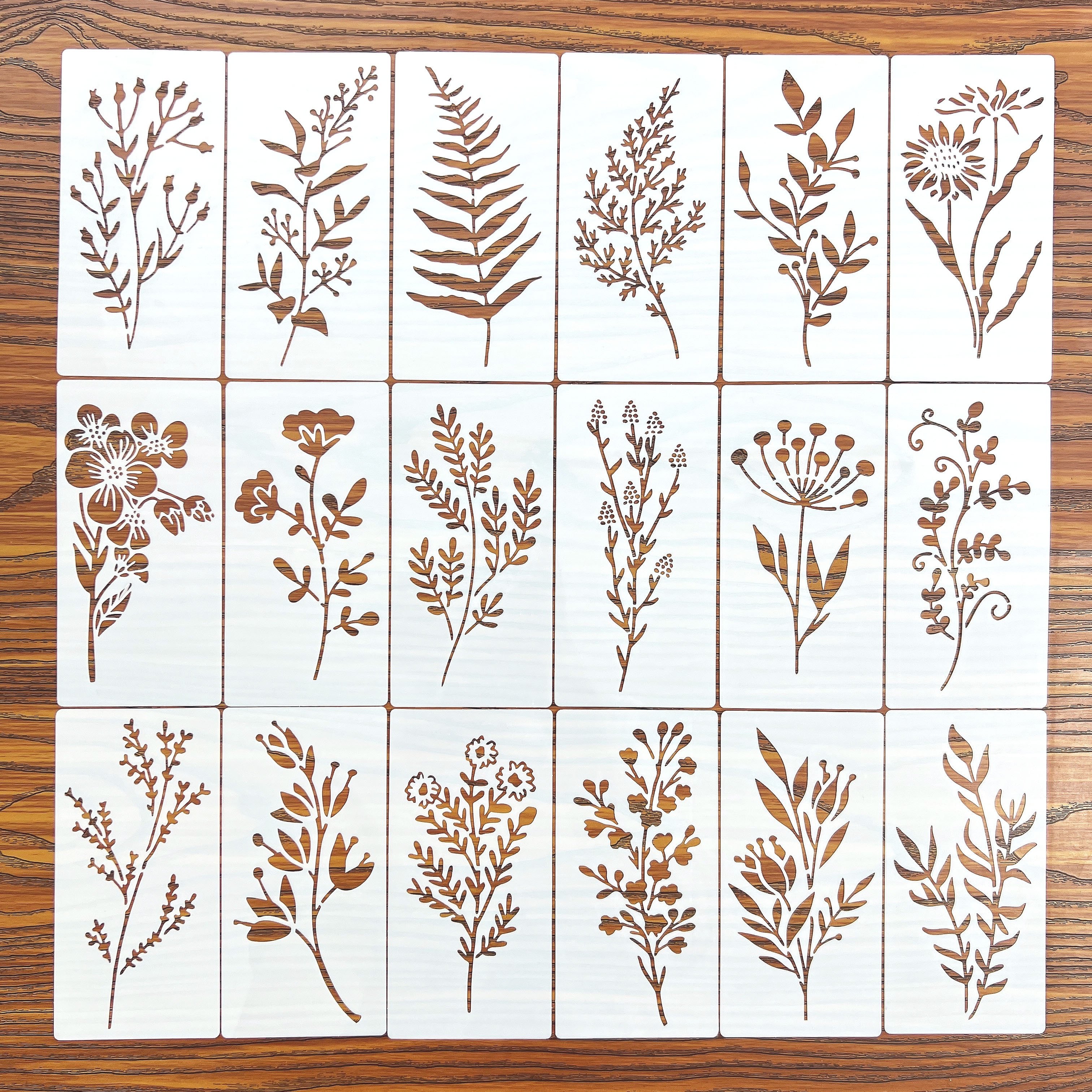 18pcs DIY Floral Painting Sten - Photography Model avaliação e preço