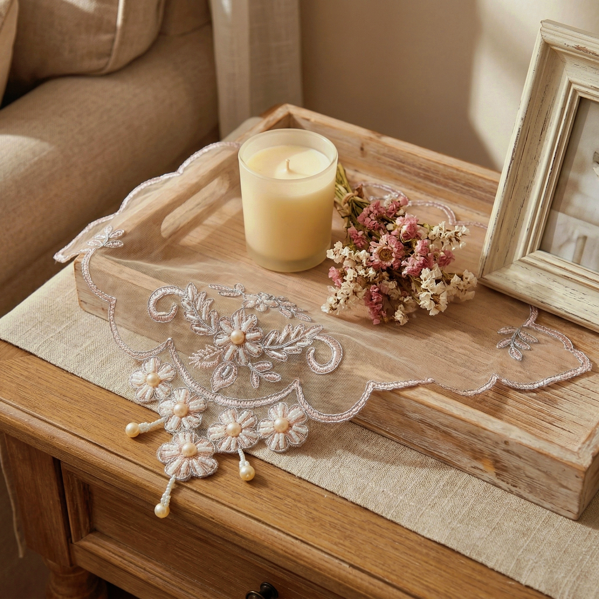 Set Of 8 Pink Lace Placemats H - Photography Vintage avaliação e preço