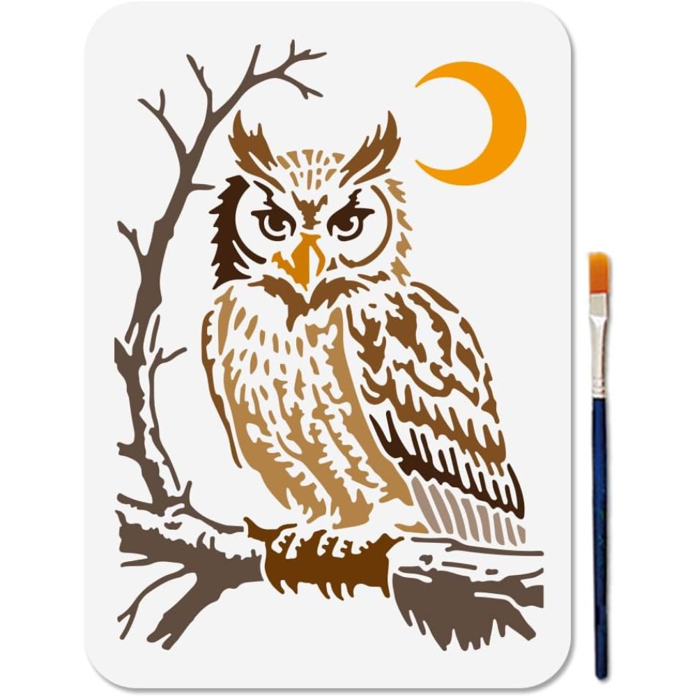 Owl Stencil Bang Owl Animal St - Photography Model avaliação e preço