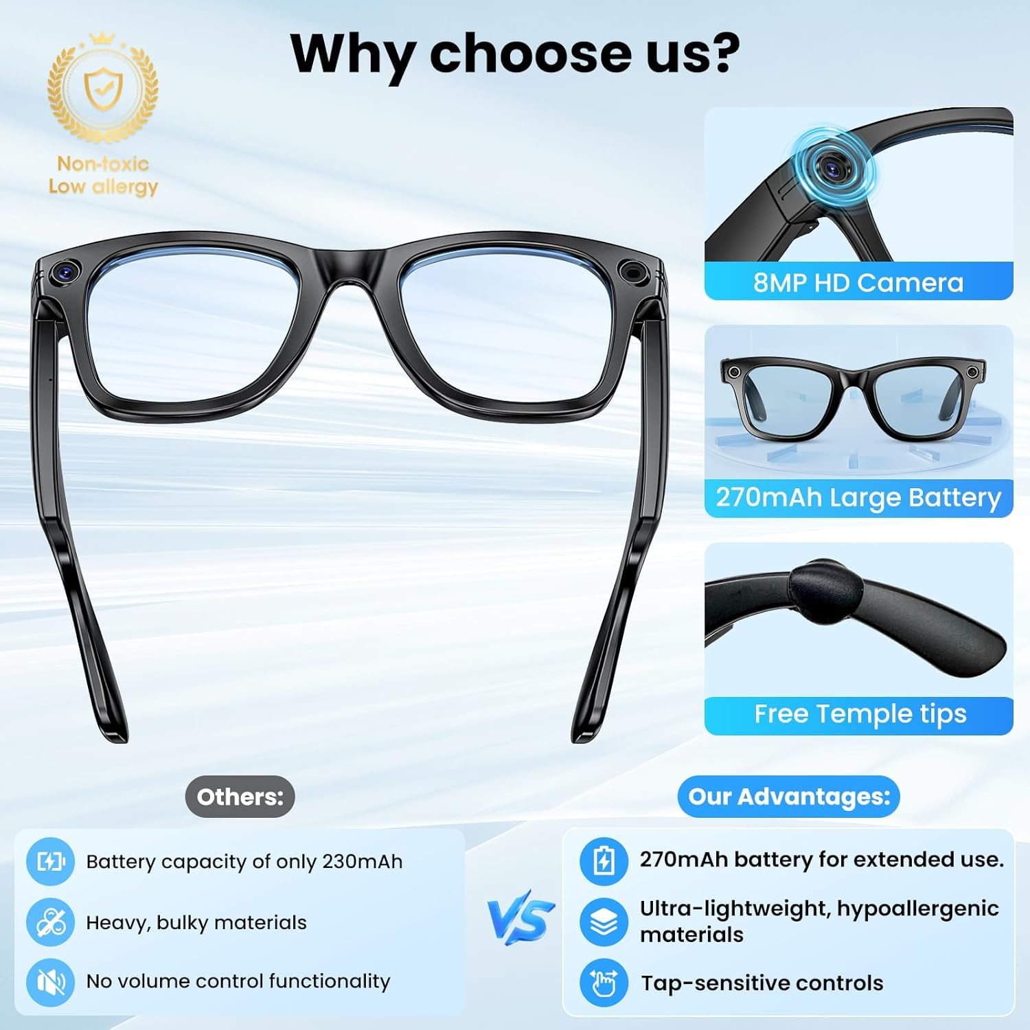 800W With Camera Smart Glasses - Photography With Ai avaliação e preço